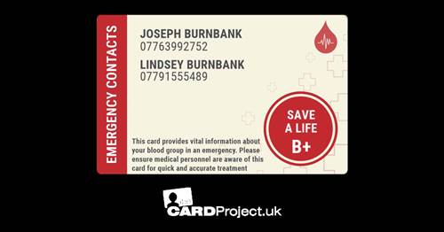 UK Blood Group Photo ID Card Design 4 (REAR)